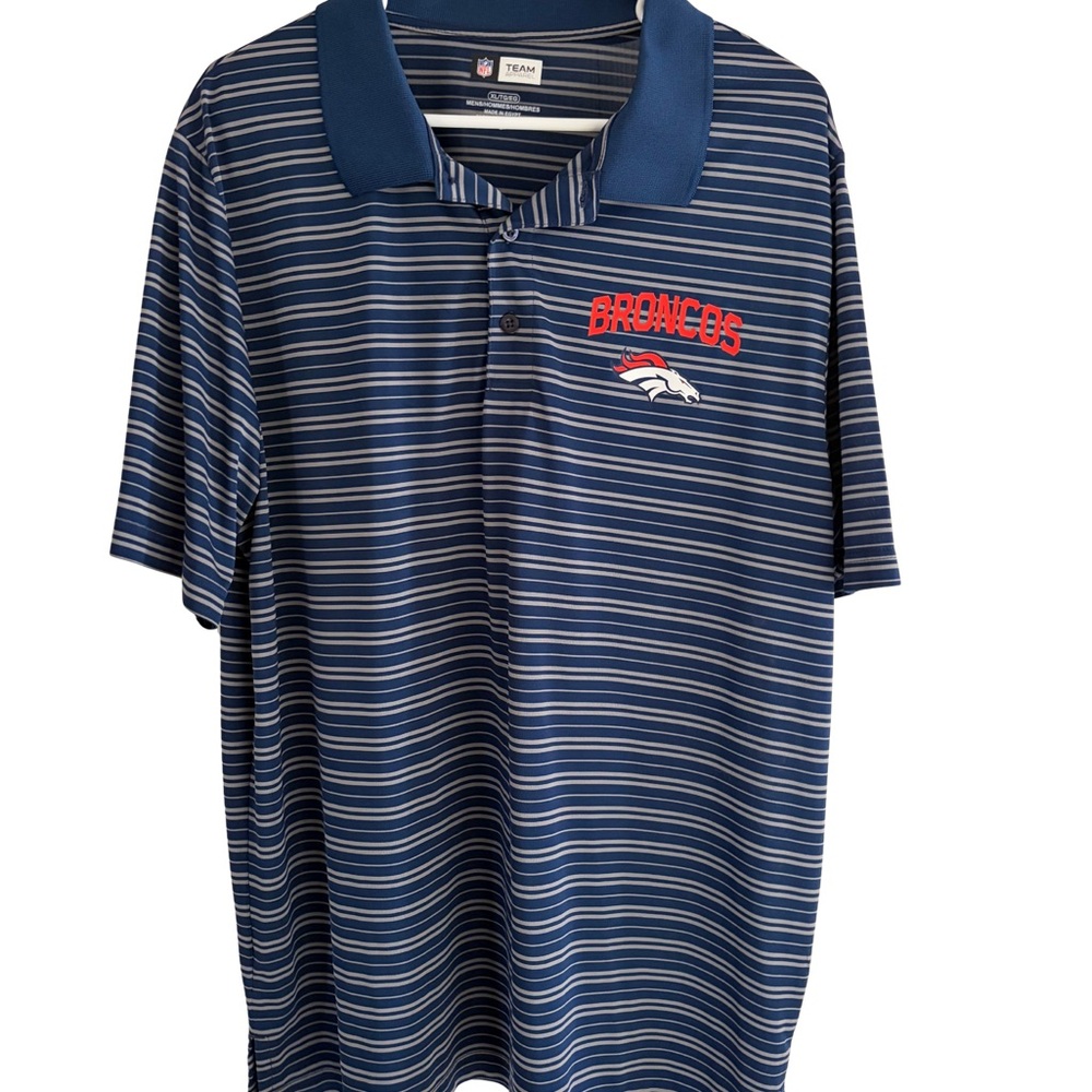 NFL Team Apparel Navy‎ and Gray Striped Shirt Denver Broncos